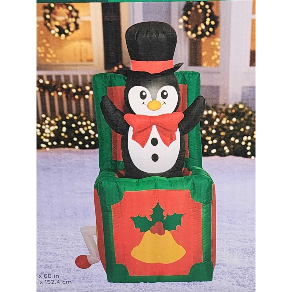 Giant Christmas Penguin in Box 5ft Animated‎ Lighted Airblown Inflatable LED NEW